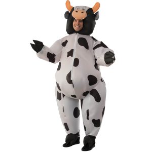 Adult Black and White Inflatable Cow Costume