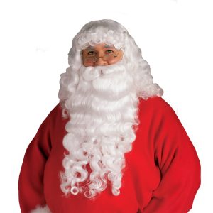 Men's White Santa Beard and Wig Set - Value