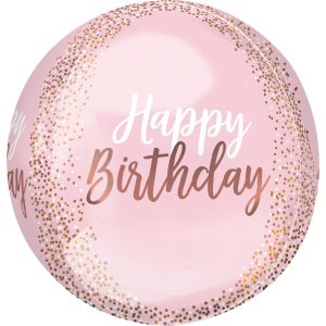Blush Pink Happy Birthday Balloon. 15in x 16in - Orbz®