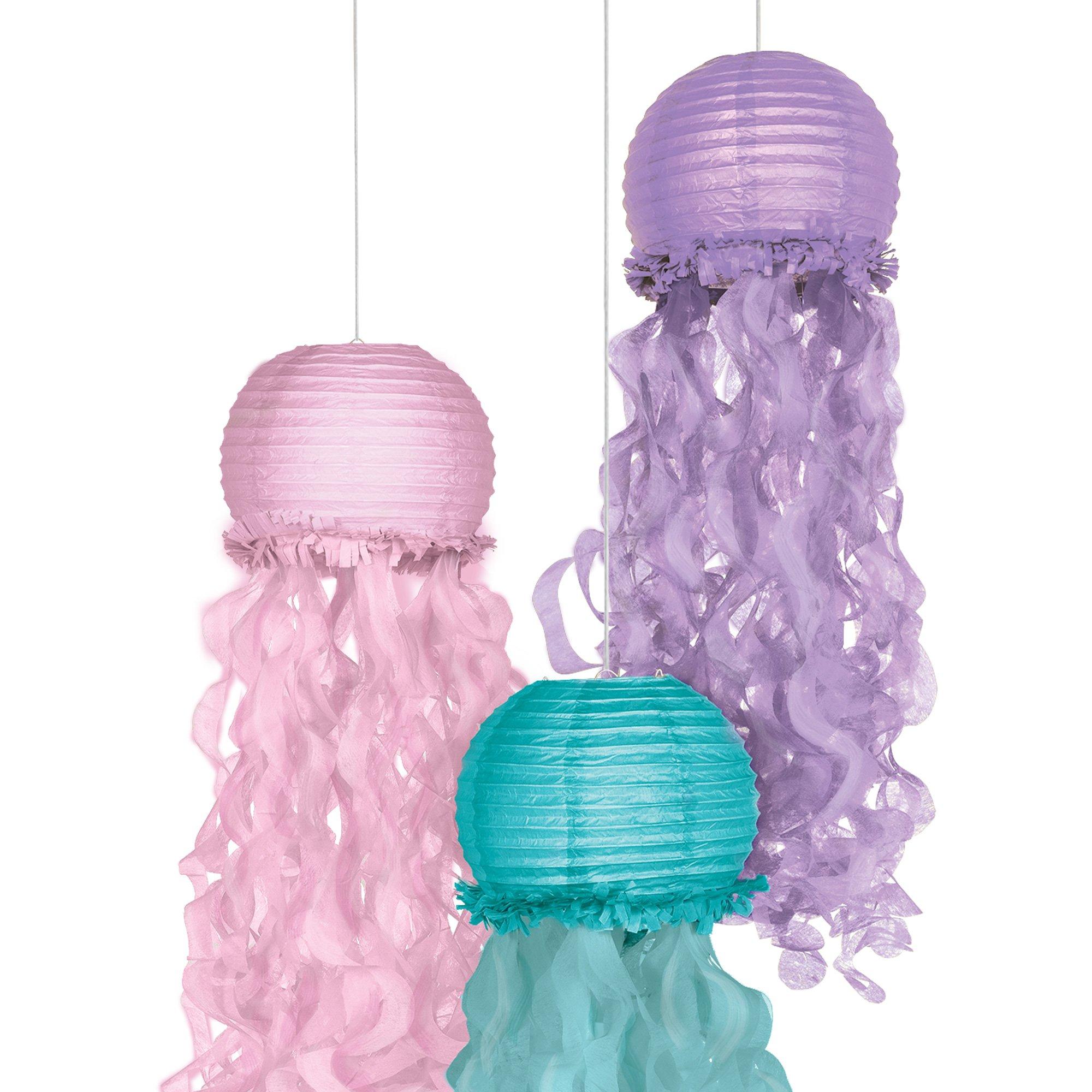 Shimmering Mermaids Jellyfish Paper Lanterns. 9.5in. 3ct - Image 2