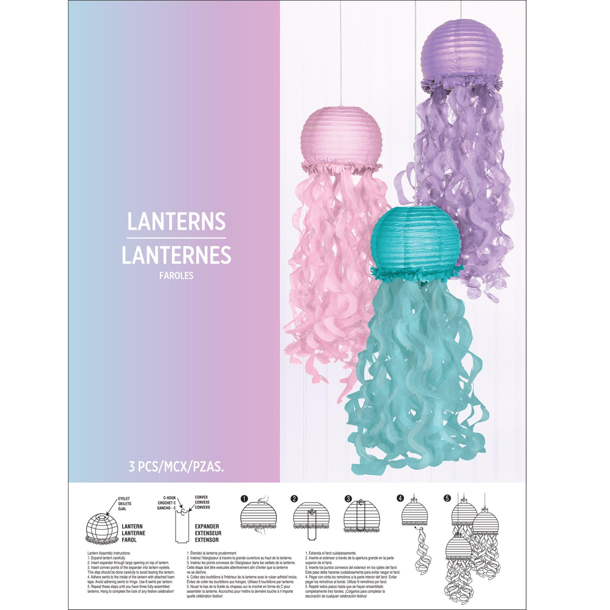 Shimmering Mermaids Jellyfish Paper Lanterns. 9.5in. 3ct - Image 3
