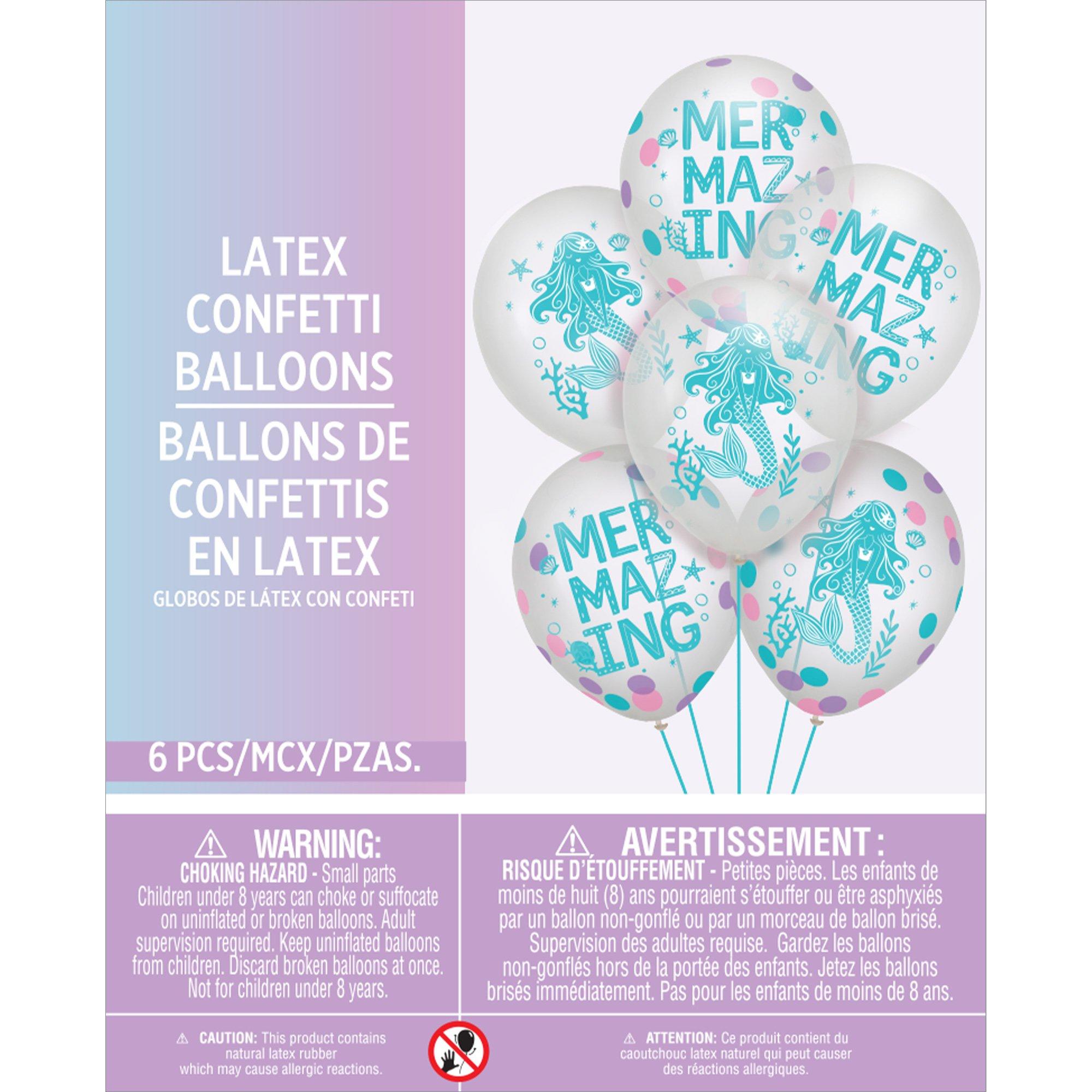 6ct. 12in. Shimmering Mermaids Confetti Latex Balloons - Image 4