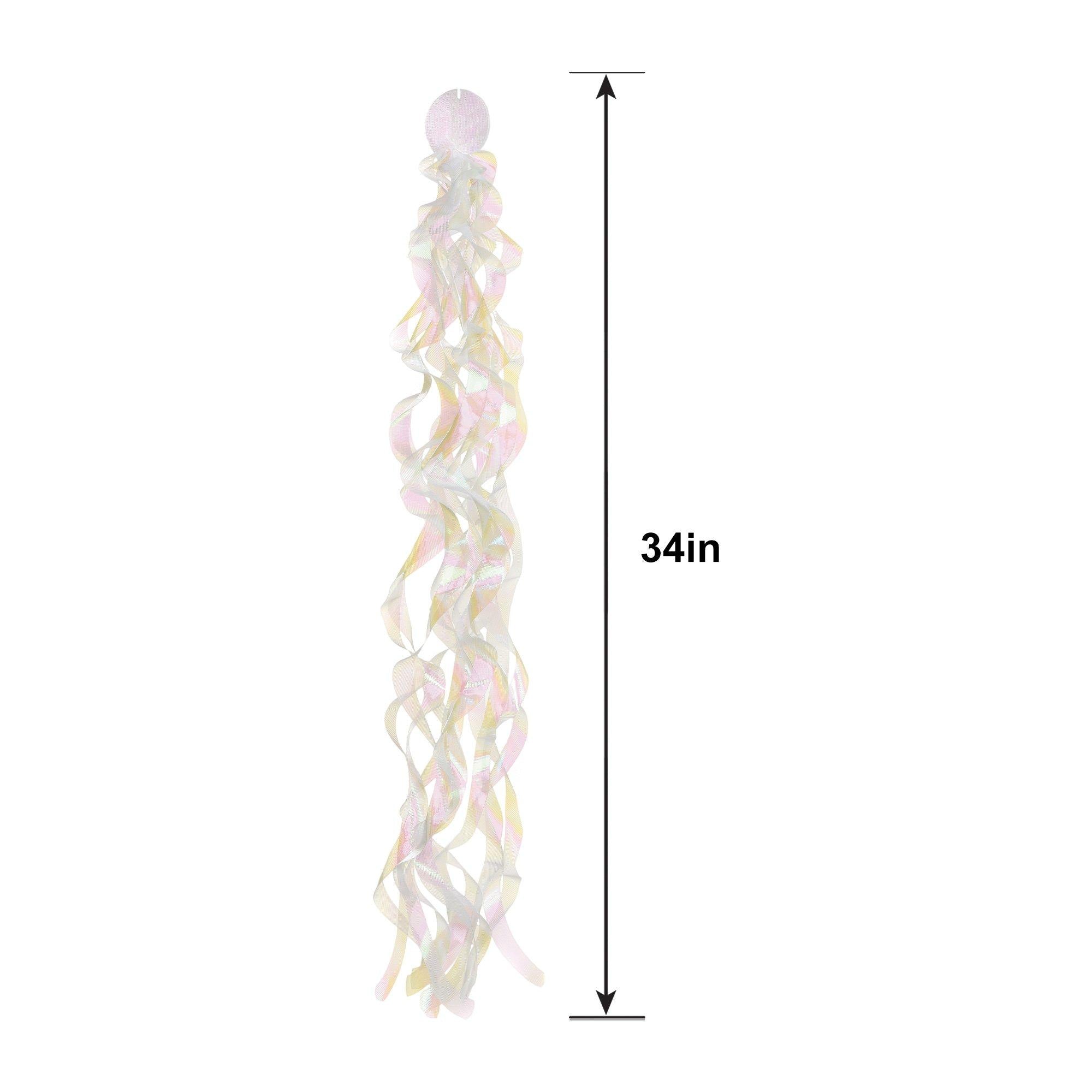 Iridescent Luminous Rainbow Fabric Swirl Decorations. 34in. 10ct - Image 4