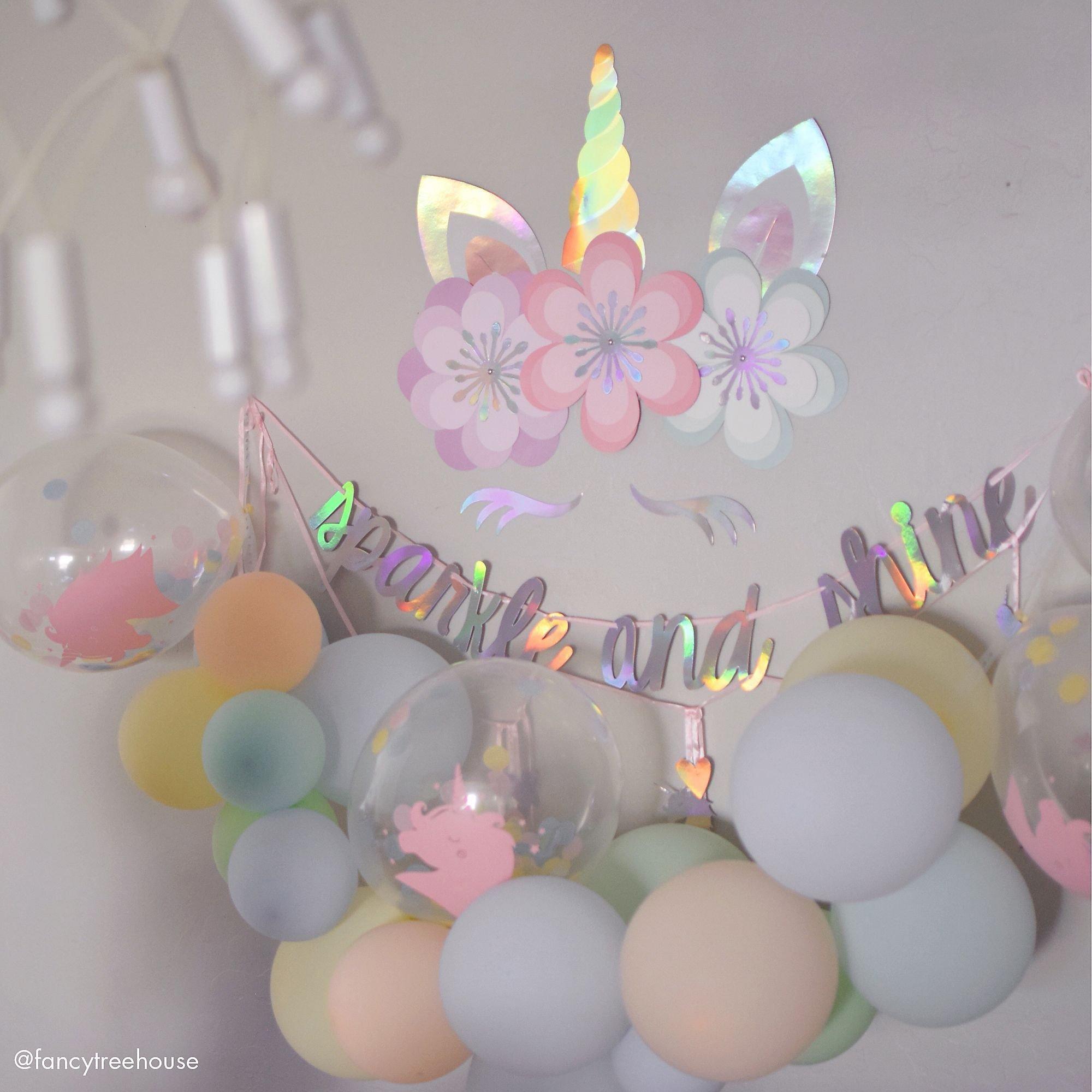 Magical Rainbow Unicorn Floral Cutouts 8ct - Image 3