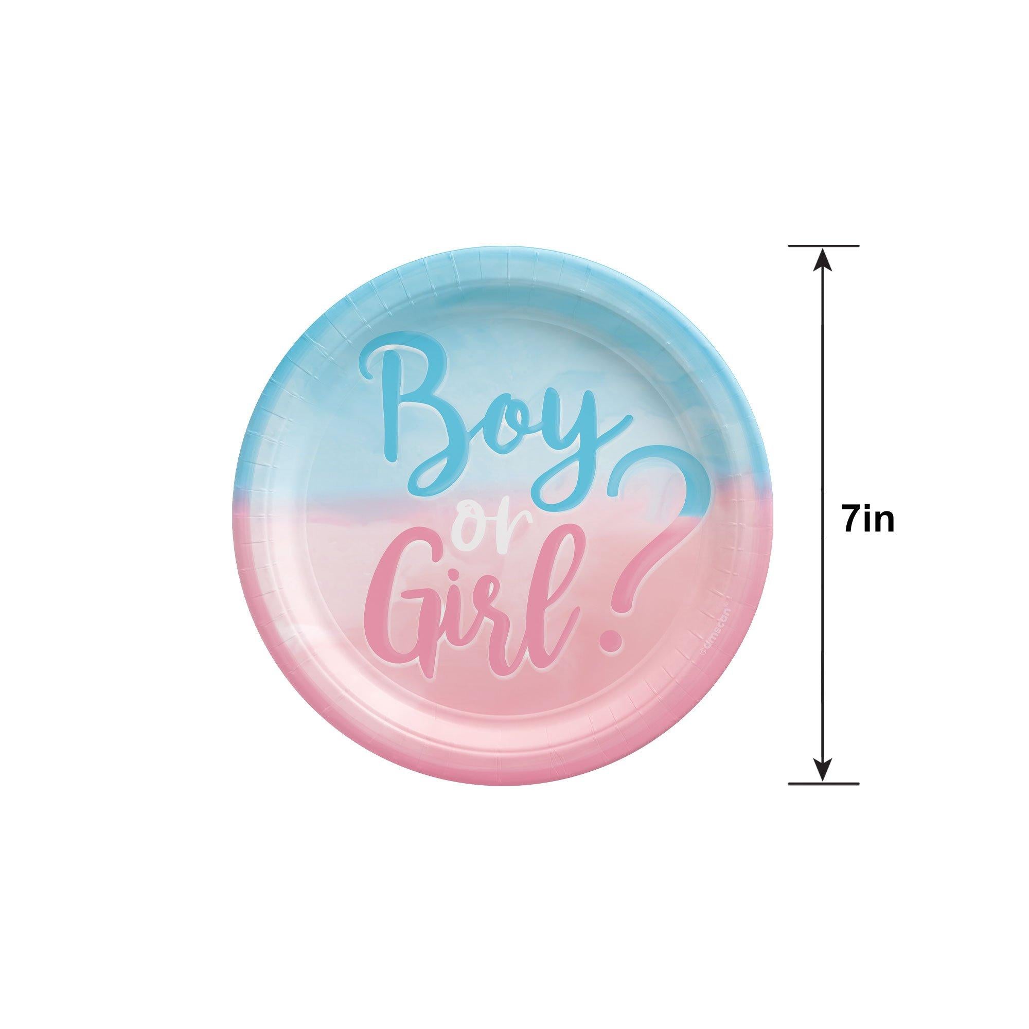 Boy or Girl? Gender Reveal Paper Dessert Plates. 7in. 8ct - The Big Reveal - Image 2