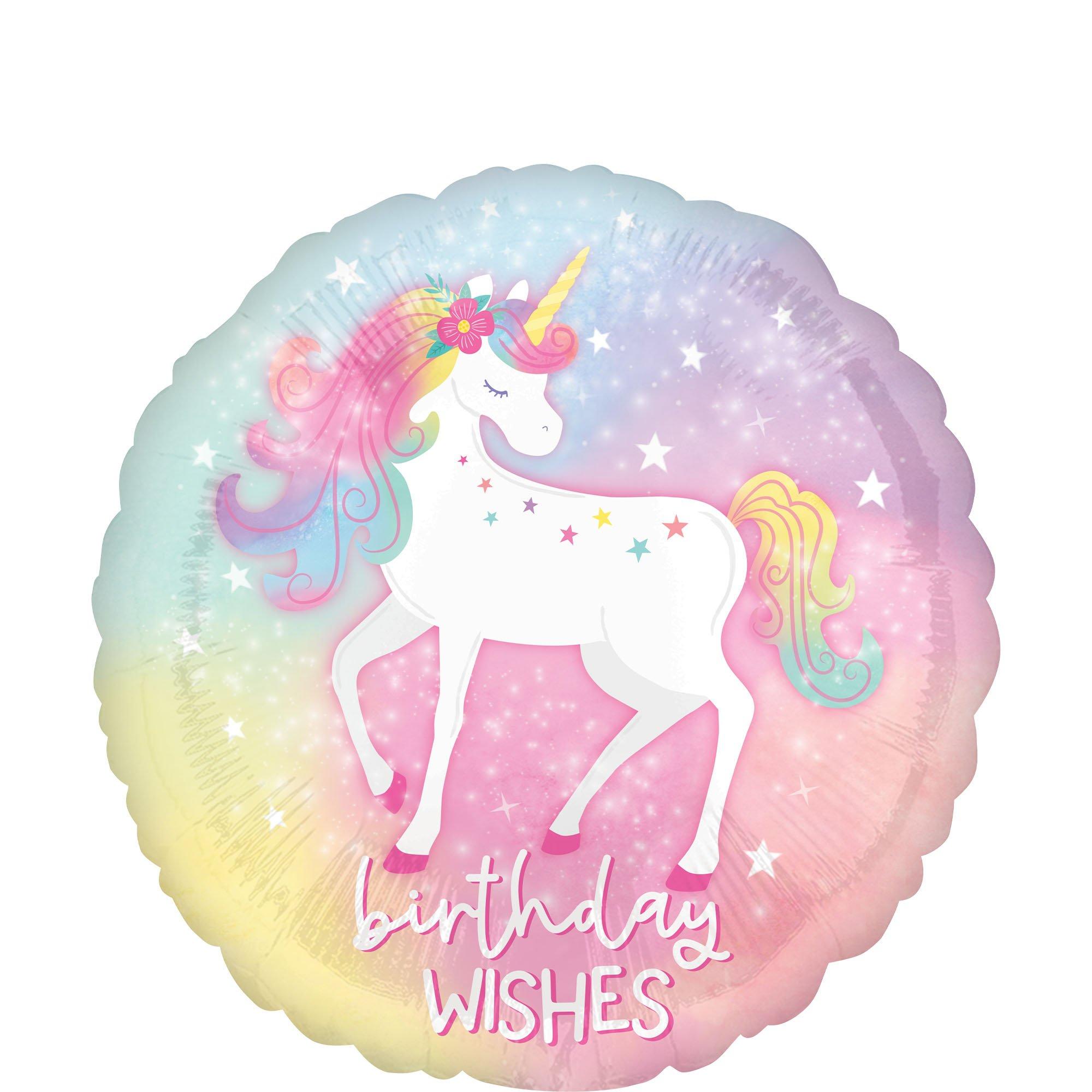 Enchanted Unicorn Birthday Round Foil Balloon. 18in