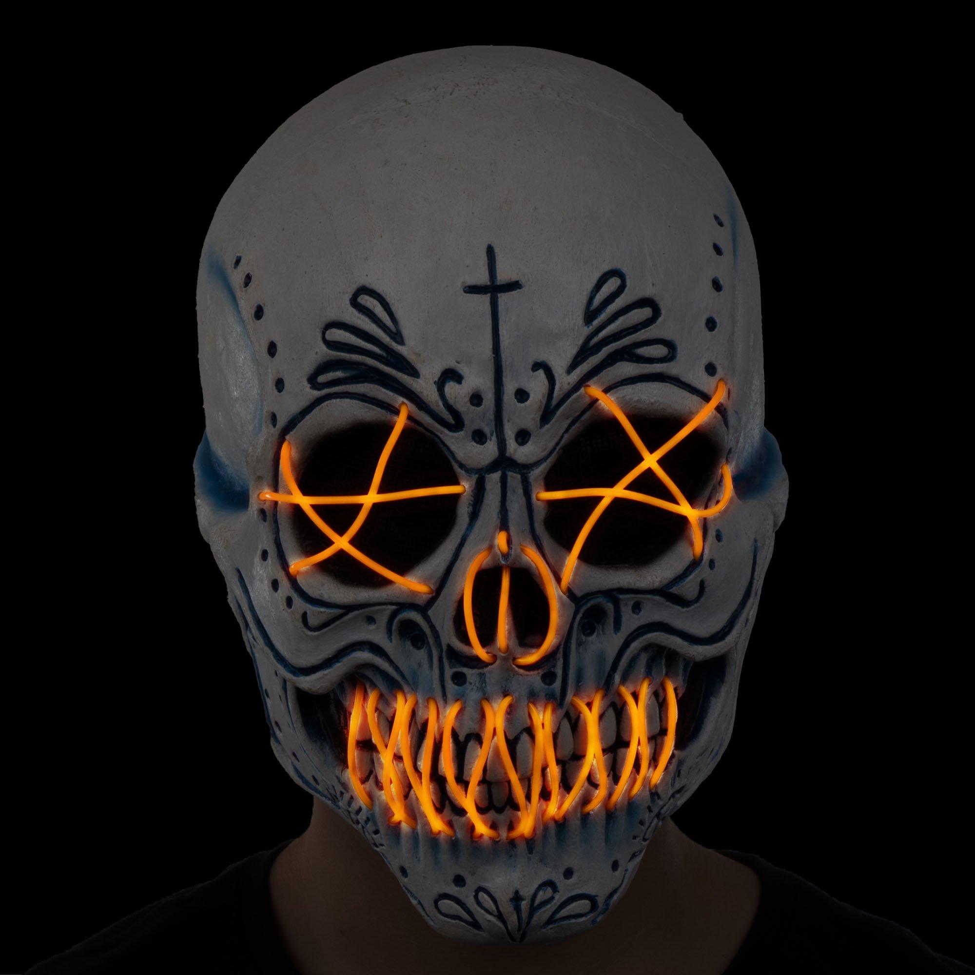 Adult Light-Up El Catrin Skull Latex Mask - Image 2