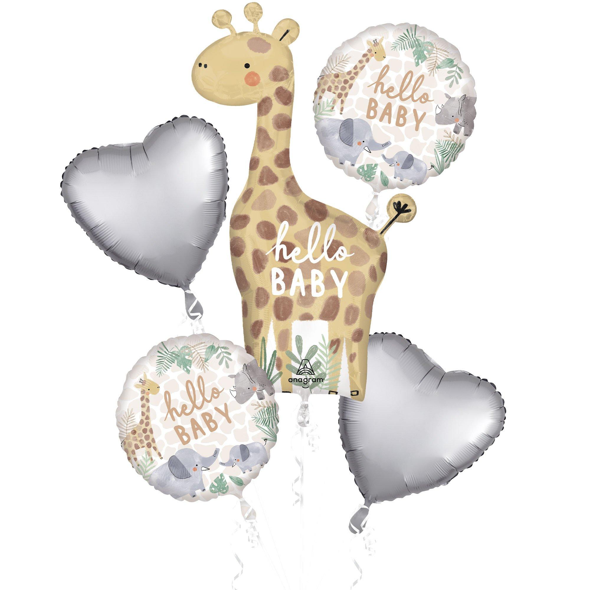 Soft Jungle Baby Shower Foil Balloon Bouquet. 5pc - Image 4