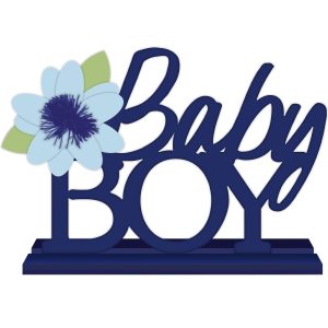 Baby Boy Baby in Bloom Baby Shower MDF Standing Sign. 11in x 8.5in