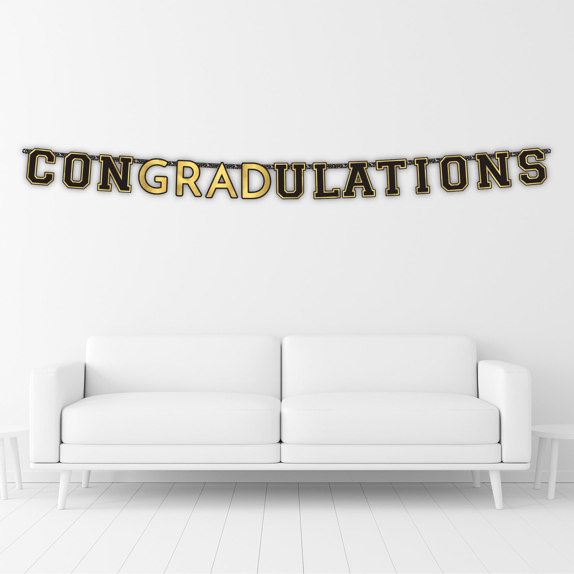 Black & Gold ConGRADulations Graduation Letter Banner. 10.85ft - Image 2