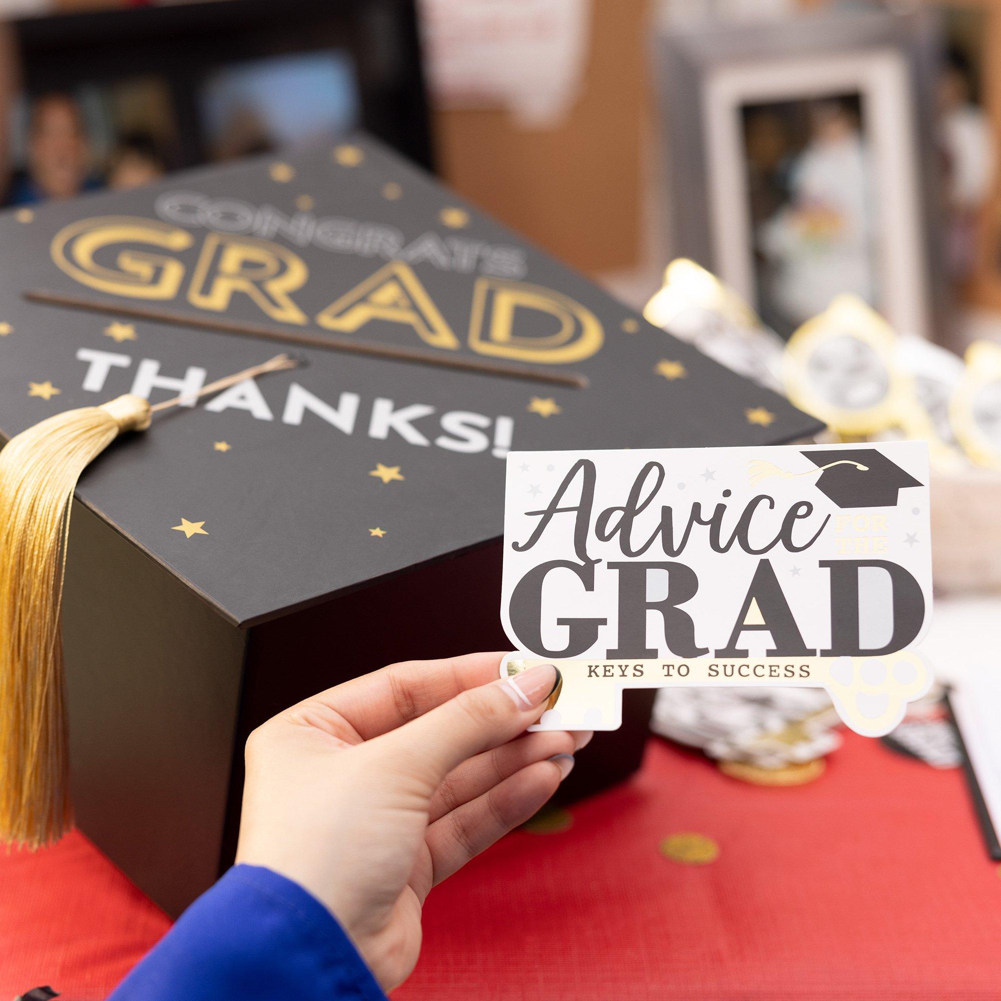 Black. Silver. & Gold Grad Cap Card Box. 8in x 5.83in - Image 5