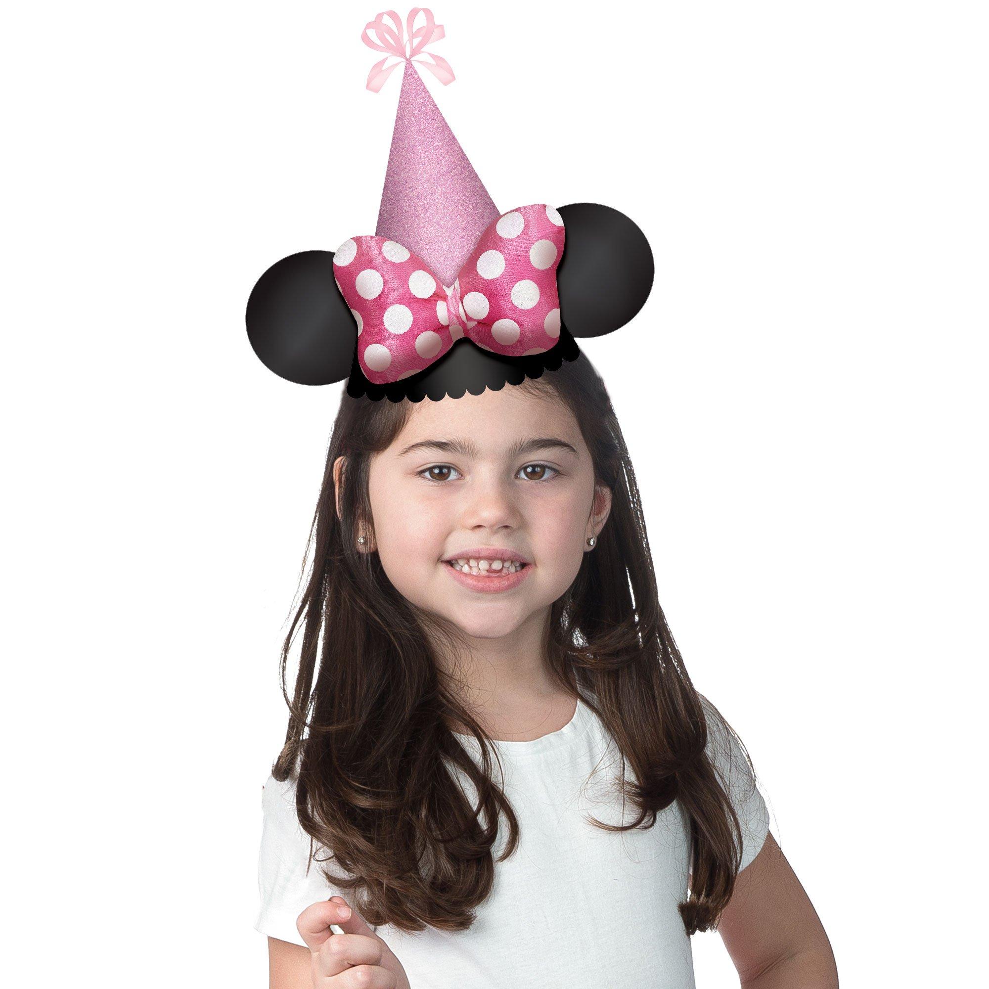 Glitter Minnie Mouse Forever Cardstock & Fabric Party Hat. 5in x 7in - Image 3
