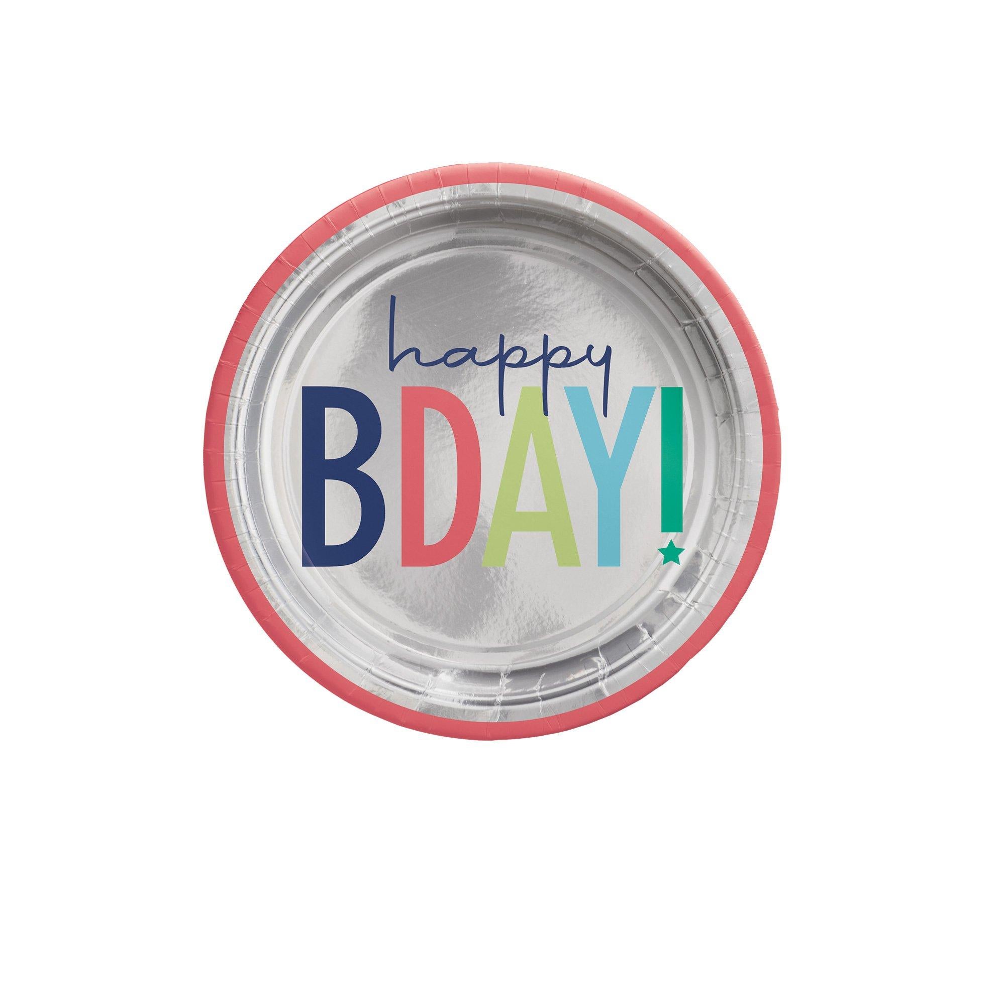 Metallic Modern Birthday Paper Dessert Plates. 7in. 8ct - Image 4