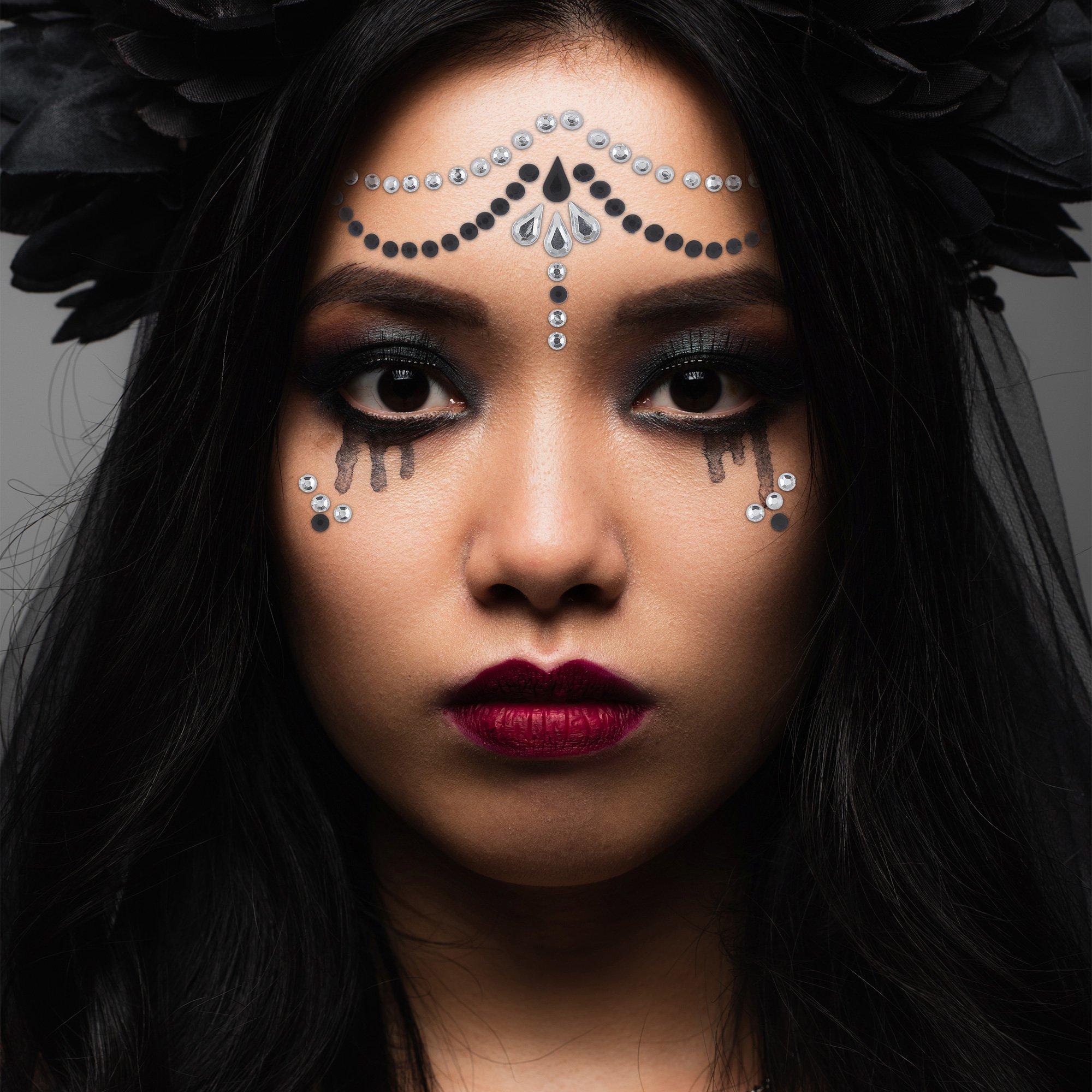 Black. White & Iridescent Face Jewels. 66pc