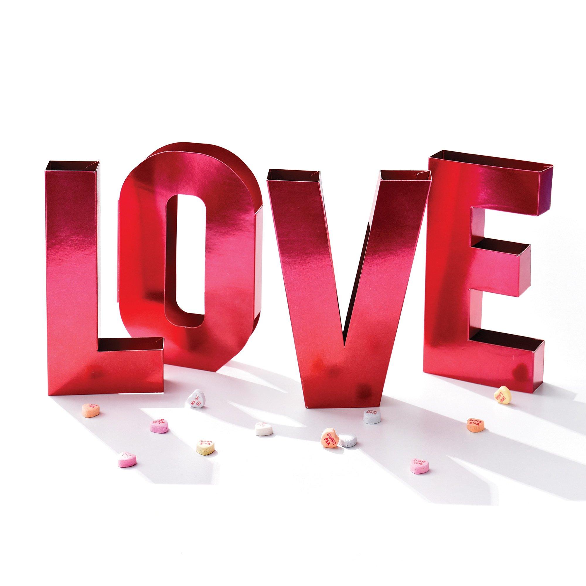 Metallic Red Love Cardboard Centerpiece. 8in Letters