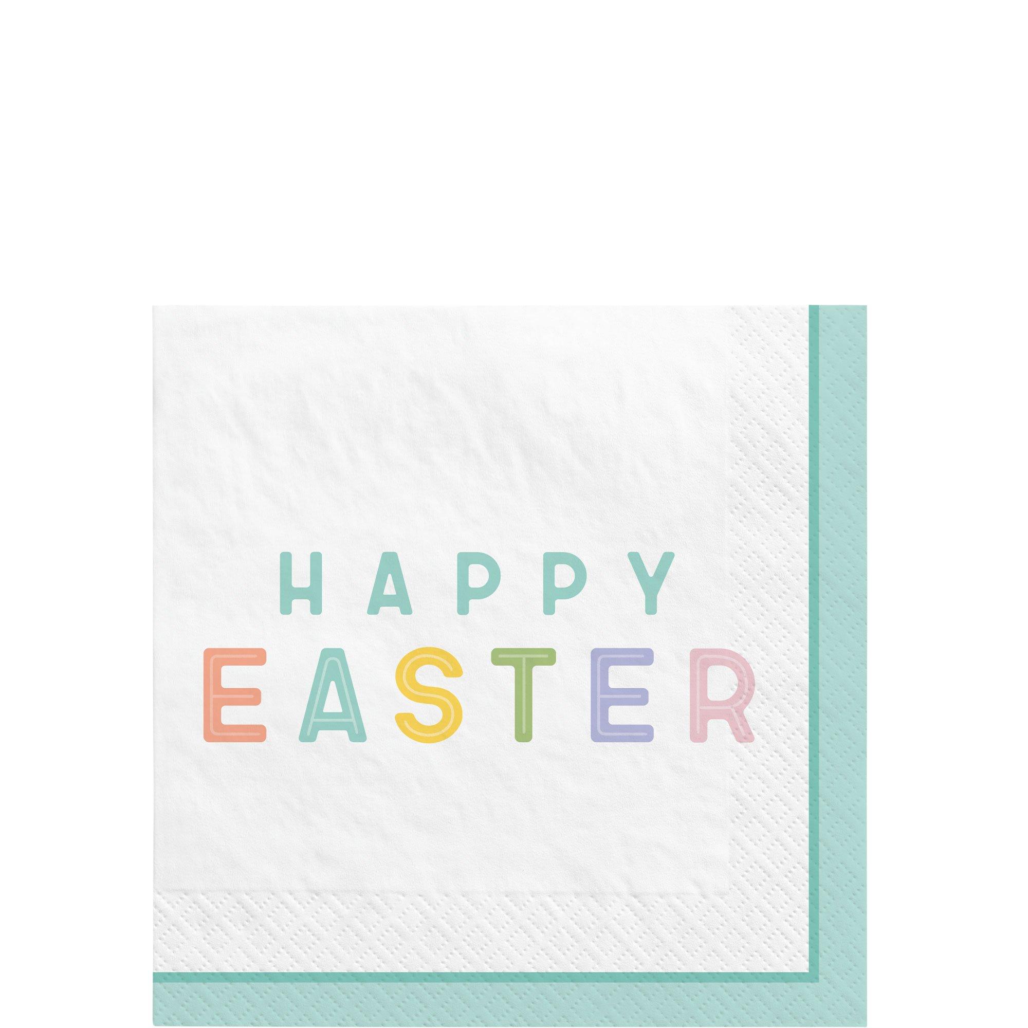 Happy Easter Paper Beverage Napkins. 5in. 16ct - Easter Wishes