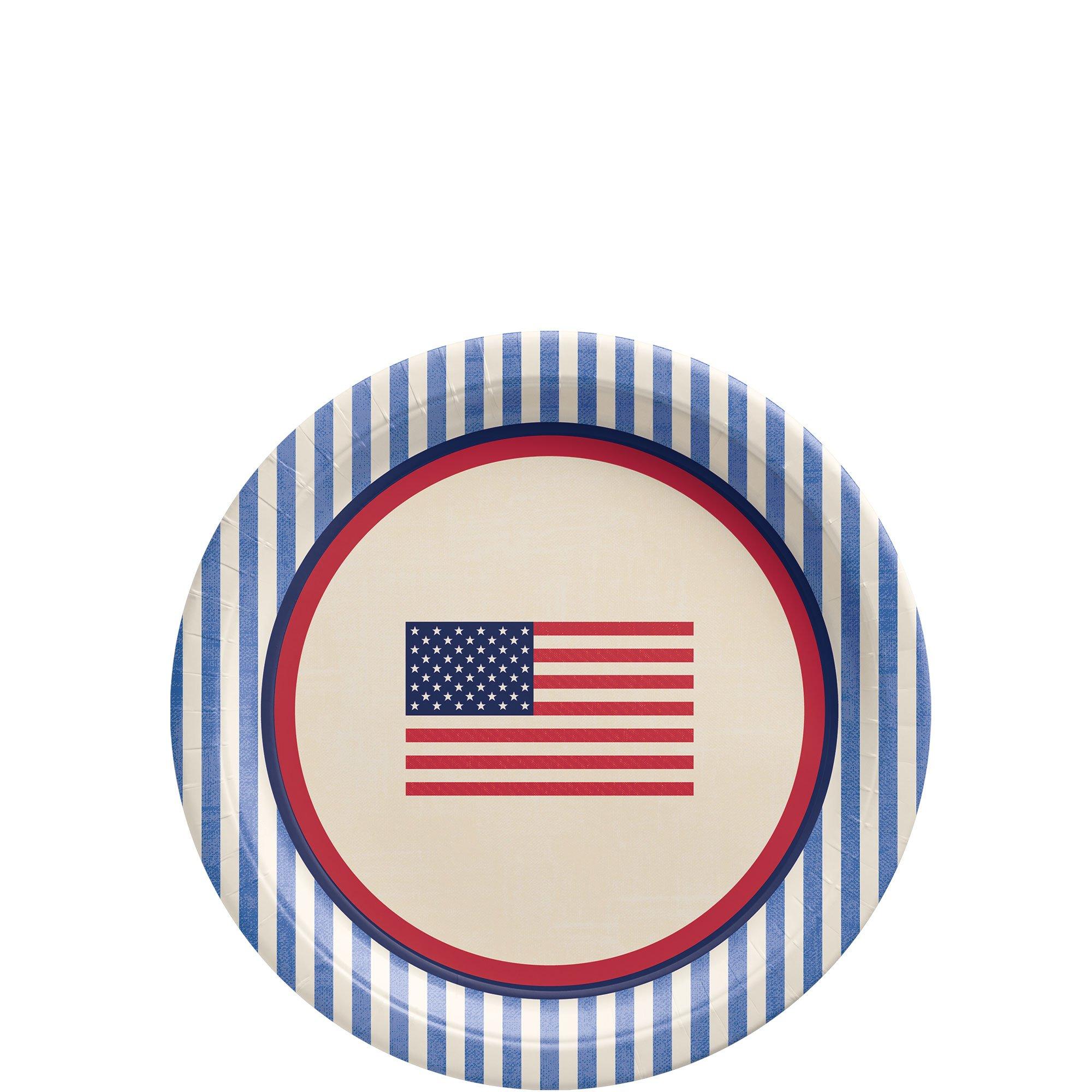 Americana Stripe Paper Dessert Plates. 7in. 8ct - Image 2