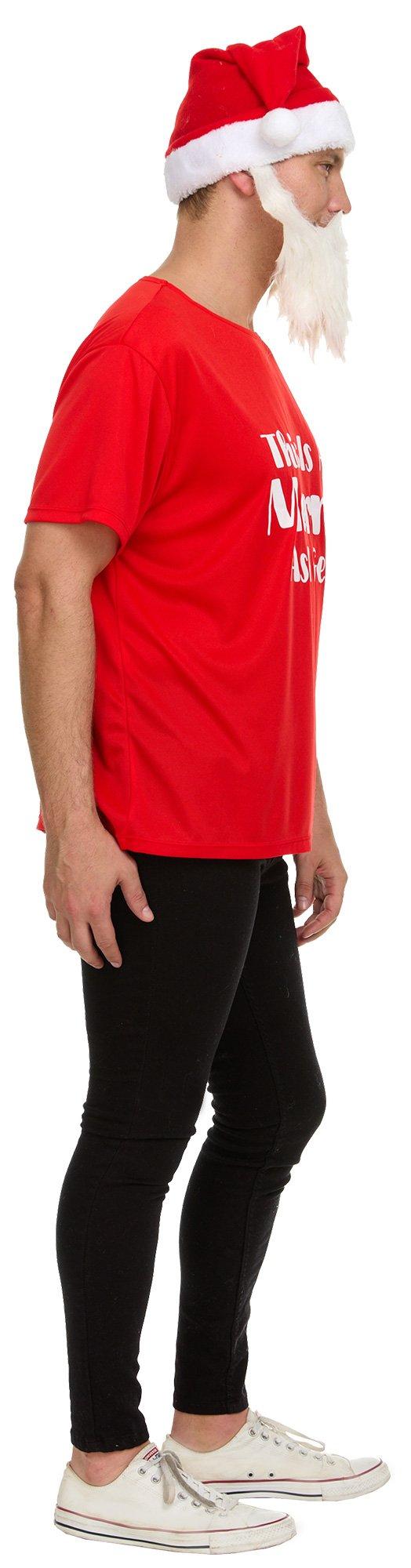 Adult Santa Claus T-shirt & Mask Costume Accessory Kit - Image 2