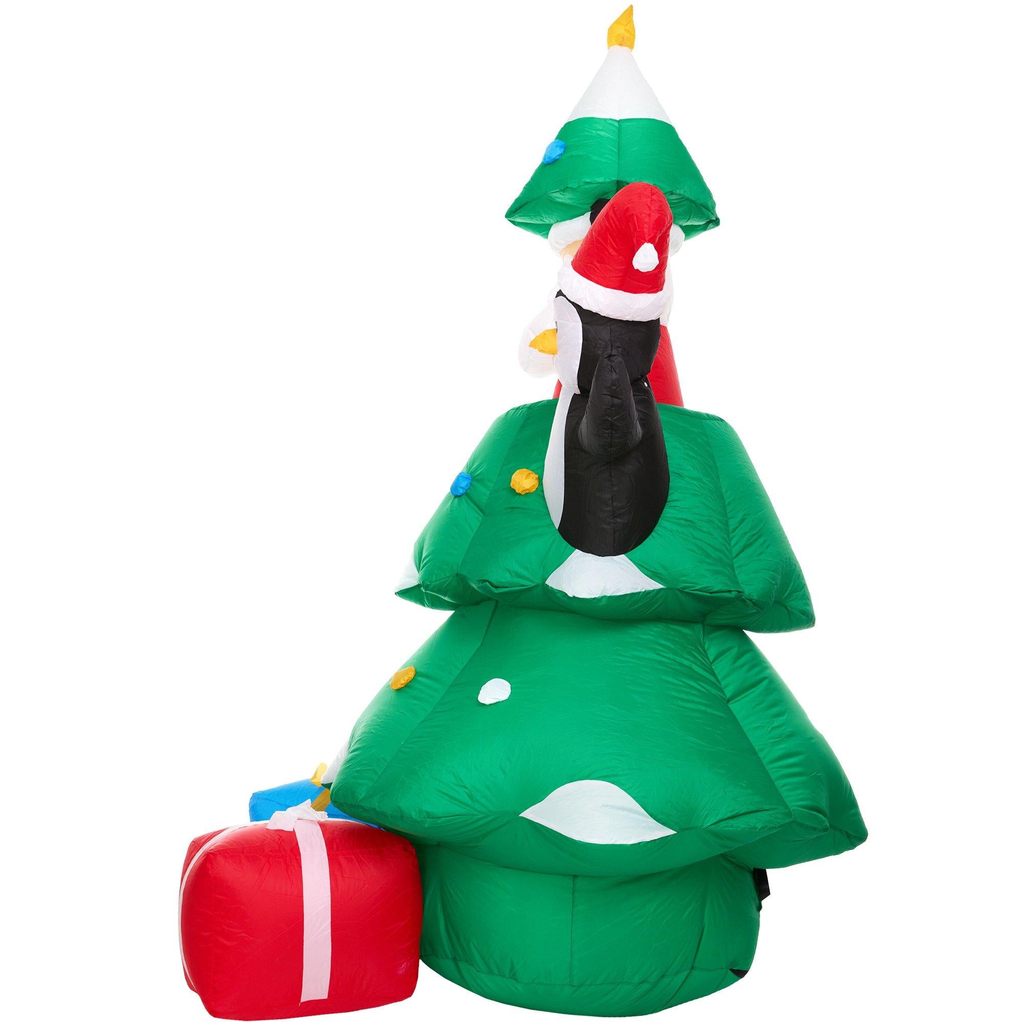 Christmas Tree. Santa Claus & Penguin Inflatable Yard Decoration. 7ft - Image 2
