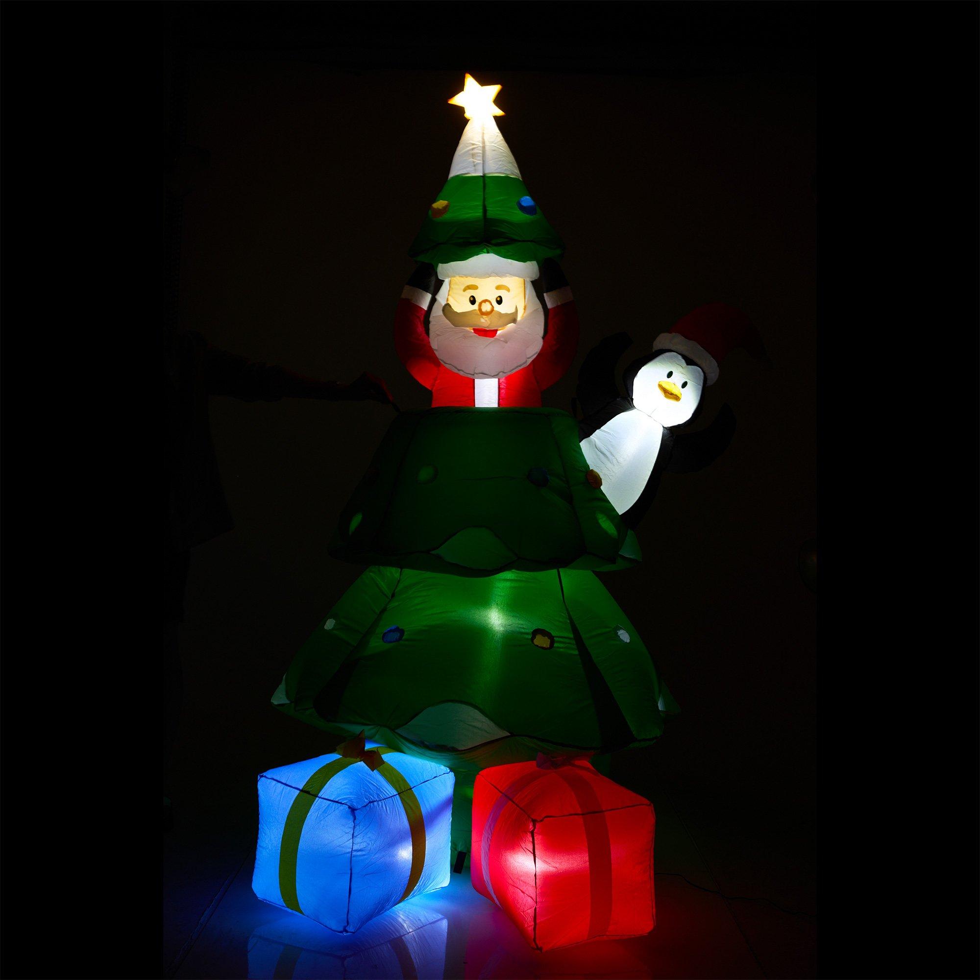 Christmas Tree. Santa Claus & Penguin Inflatable Yard Decoration. 7ft - Image 4