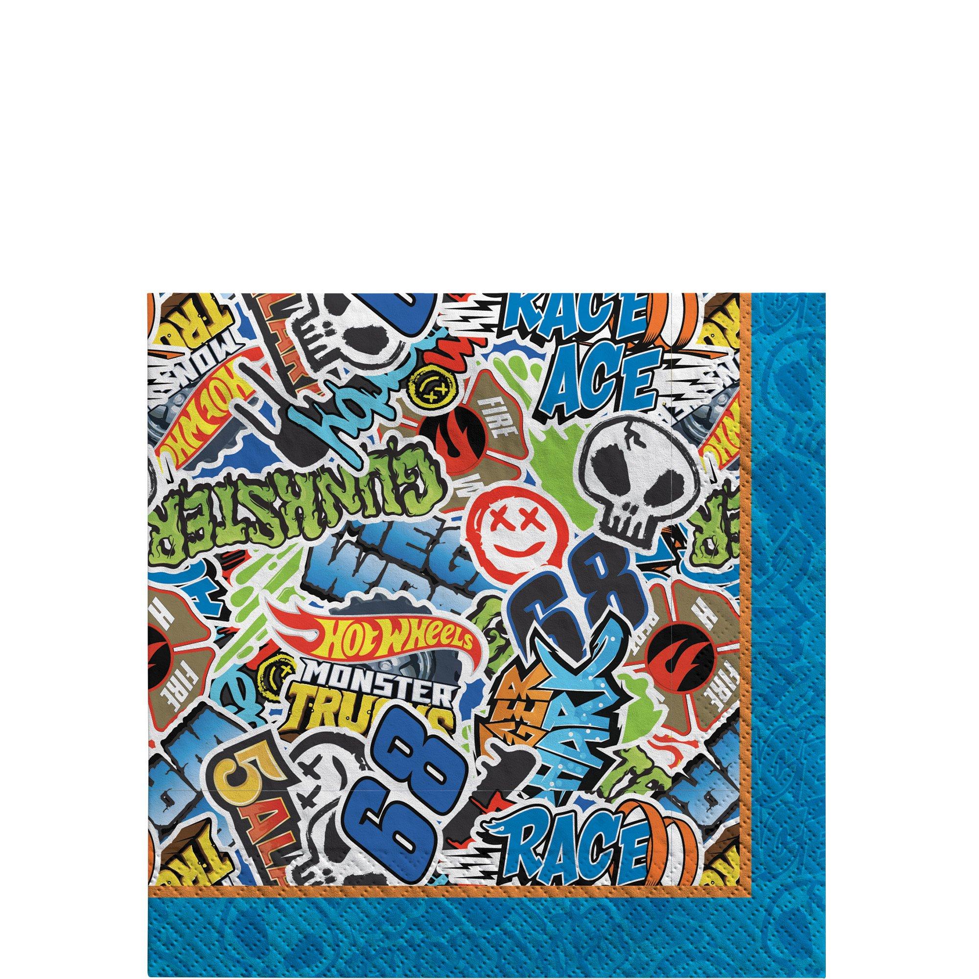 Hot Wheels Monster Trucks Paper Beverage Napkins. 5in. 16ct