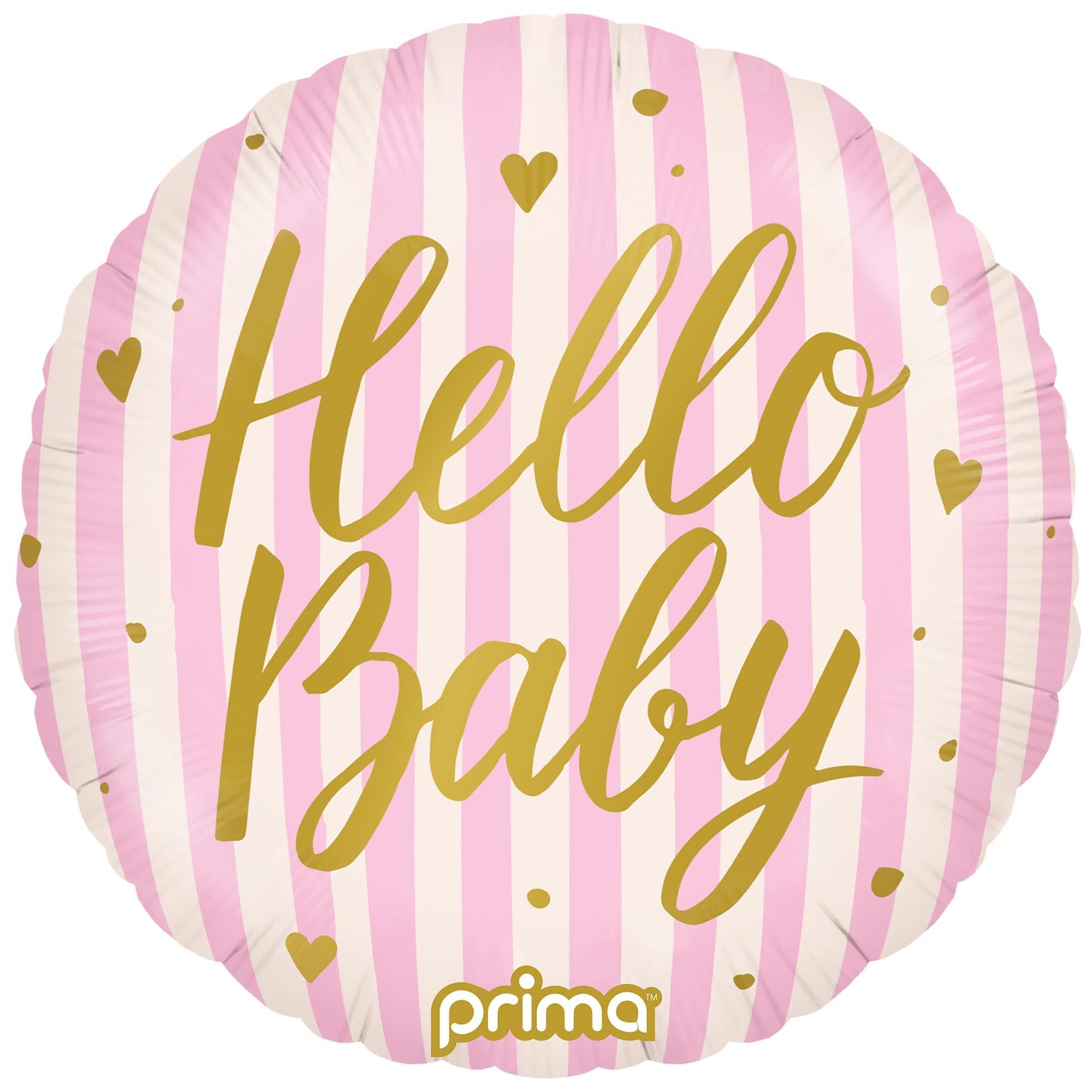 18in Round Hello Baby Stripes Foil Balloon. Assorted Colors - Image 4