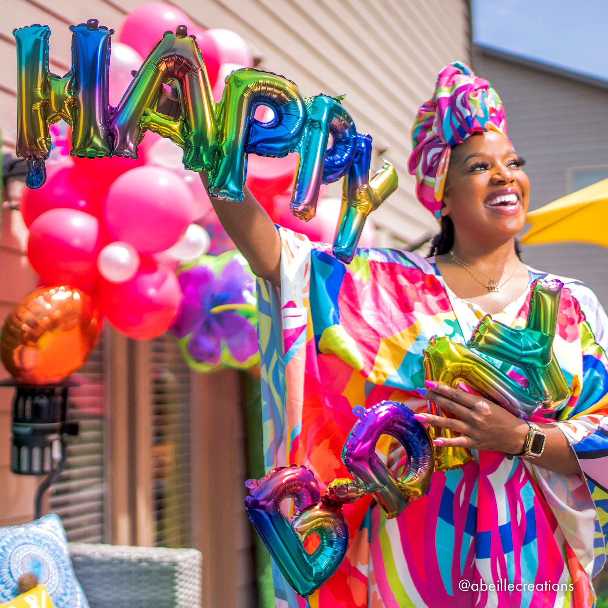 Air-Filled Happy B-Day Letter Balloon Banners. 2pc. Assorted Colors - Image 9