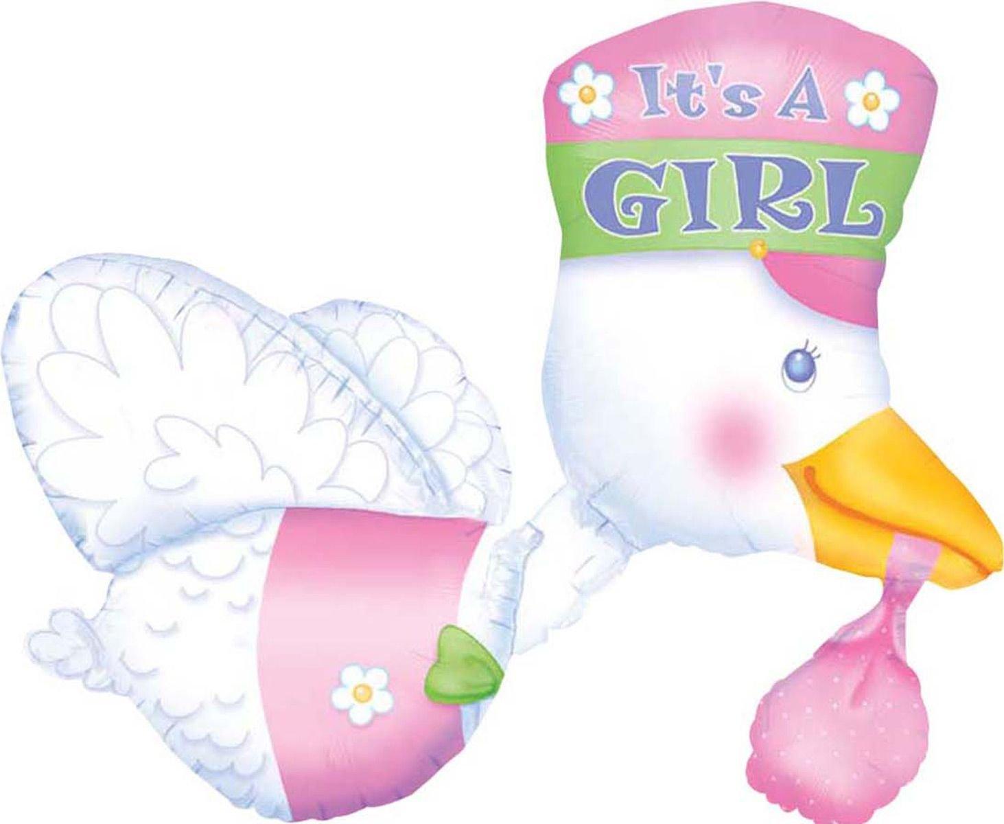 Stork Baby Shower Balloon. 32in. Assorted Colors