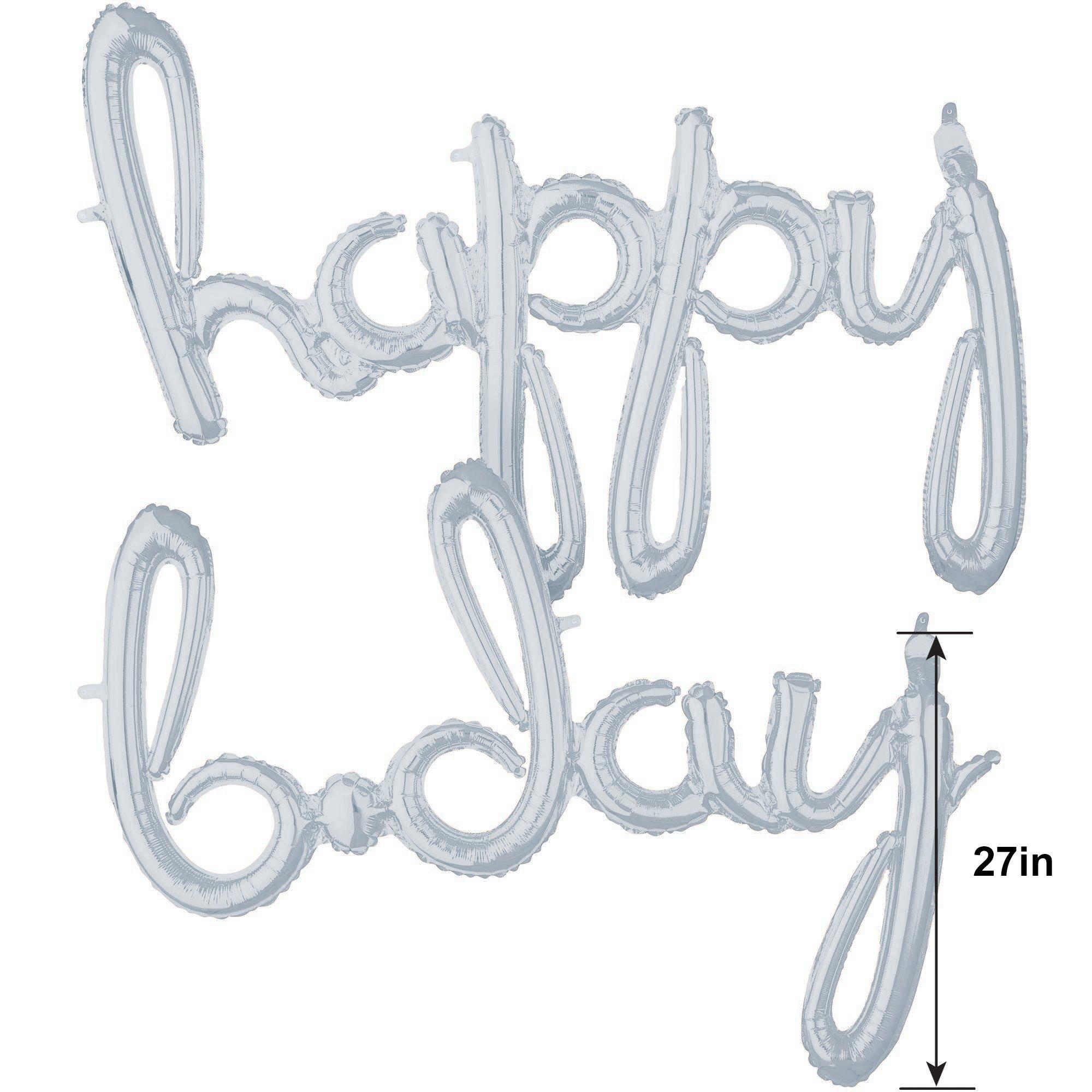 Air-Filled Happy B-Day Cursive Letter Balloon Banners. 2pc. Assorted Colors - Image 12