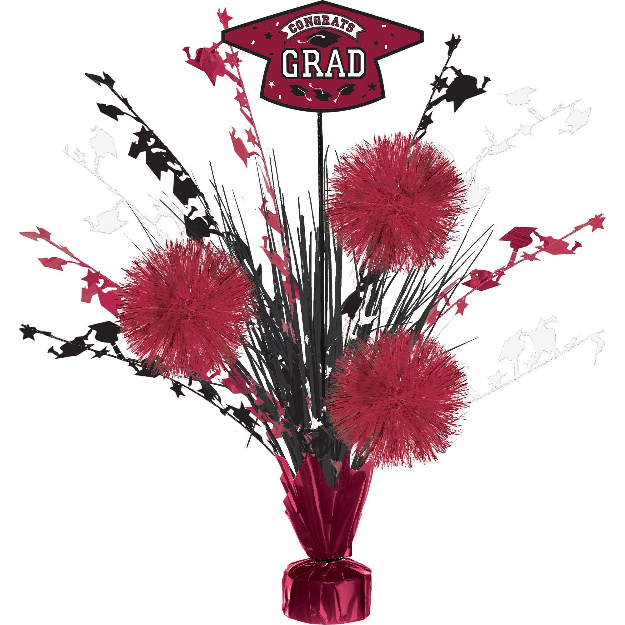 Congrats Grad Tinsel Burst Spray Centerpiece. 18in. Assorted Colors - Image 2