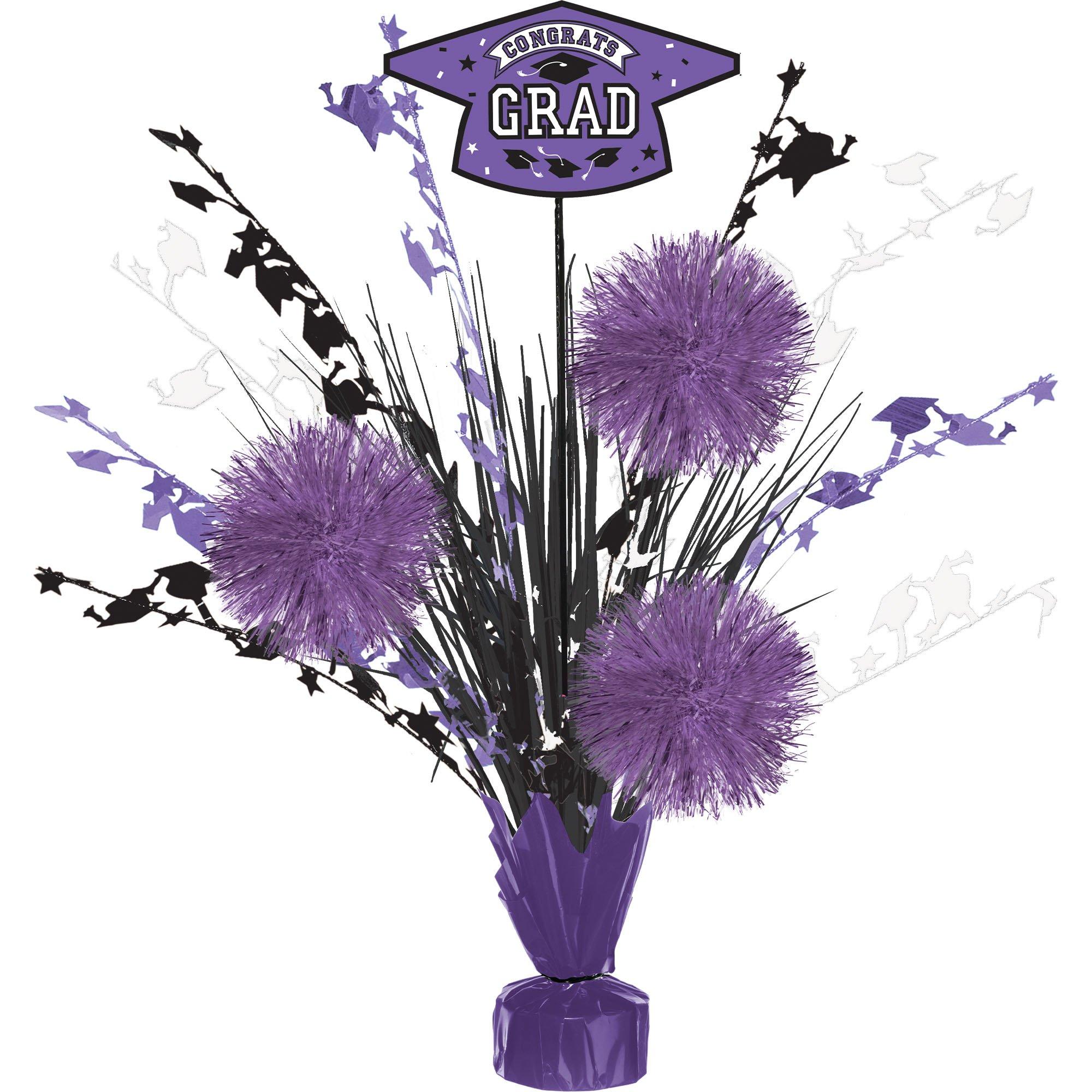 Congrats Grad Tinsel Burst Spray Centerpiece. 18in. Assorted Colors - Image 6