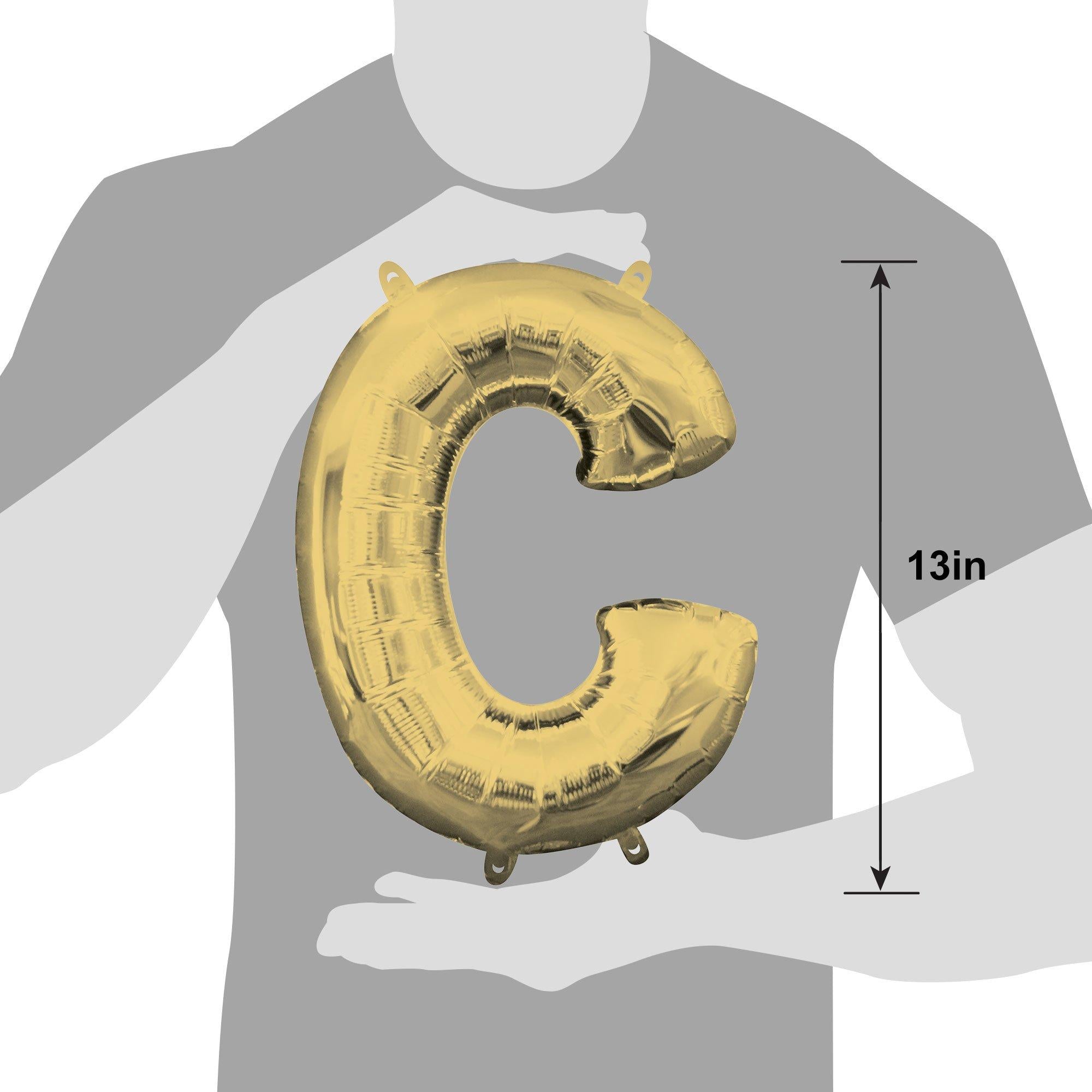 13in Air-Filled White Gold Letter (A-Z) Balloon - Image 18