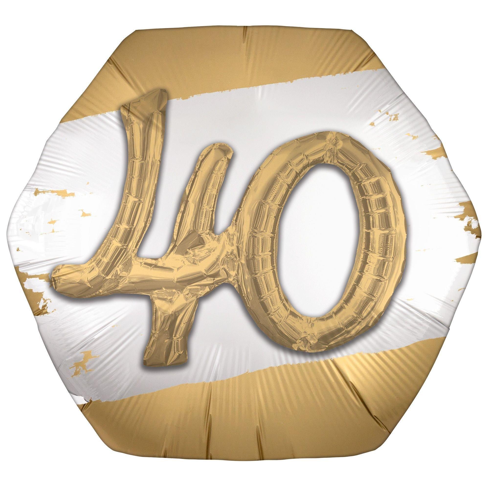 Satin Golden Age Happy Birthday Hexagonal Foil Balloon. 30in x 28in. Ages - Image 3