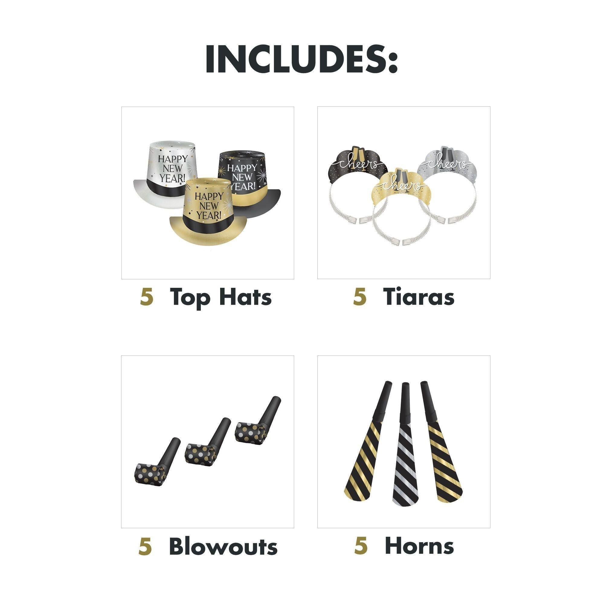 Black. Silver. Gold New Year's Eve Party Kit. Multiple Counts - Image 4