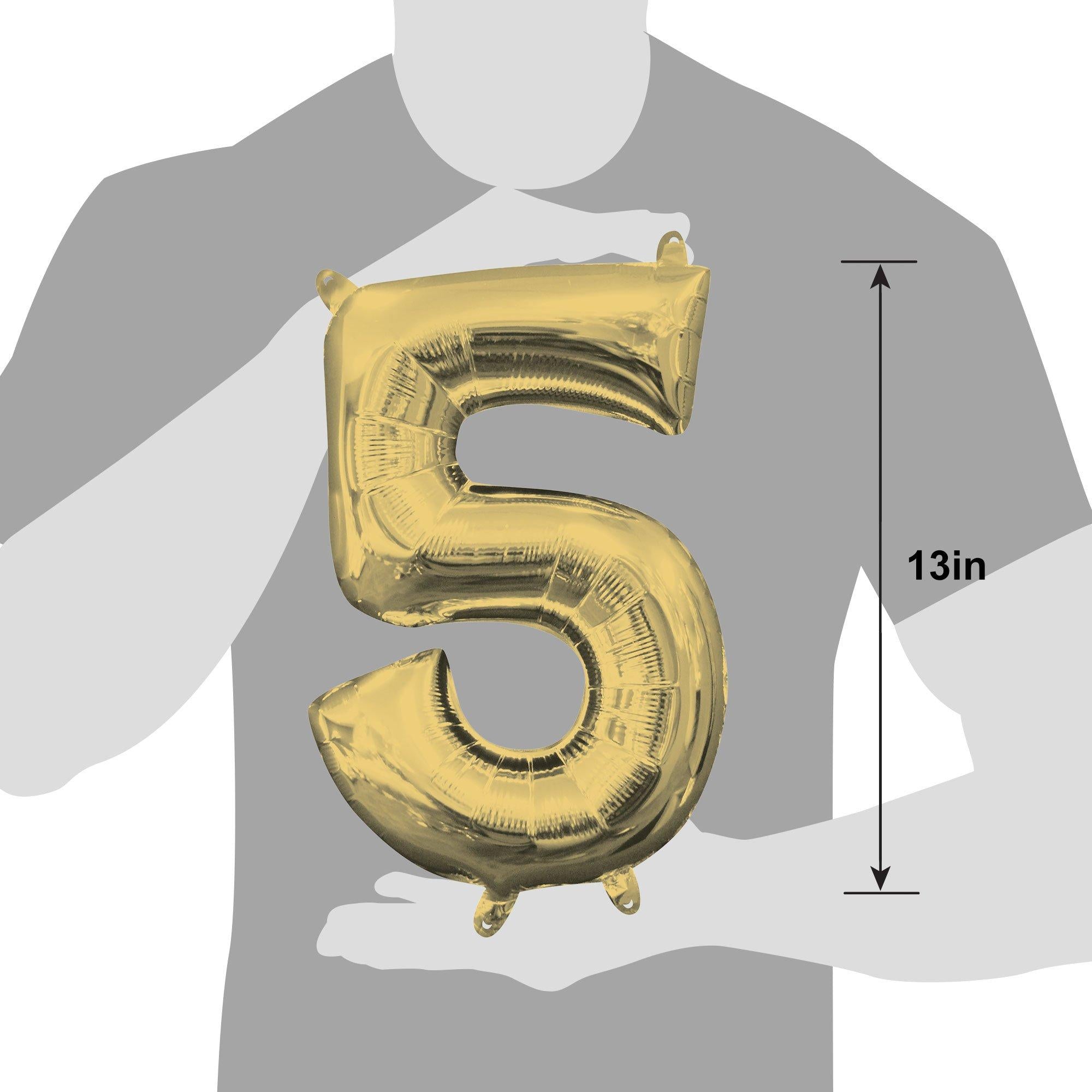 13in Air-Filled White Gold Number (0-9) Balloon - Image 25