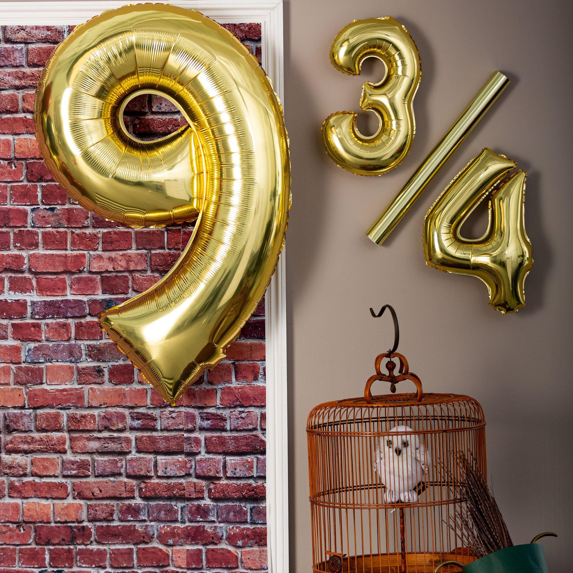 13in Air-Filled White Gold Number (0-9) Balloon - Image 27