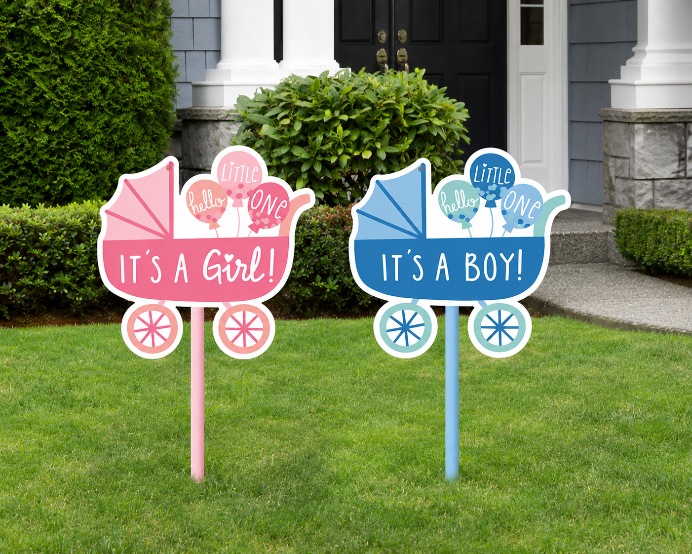Oh Baby! Carriage Baby Shower Plastic Yard Sign. 15in x 25in. Assorted Colors